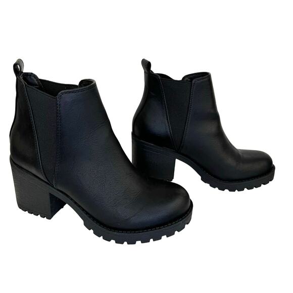 DIRTY LAUNDRY | Black Faux Leather Block Heel Ankle Boots | Women's 7M - Picture 1 of 8